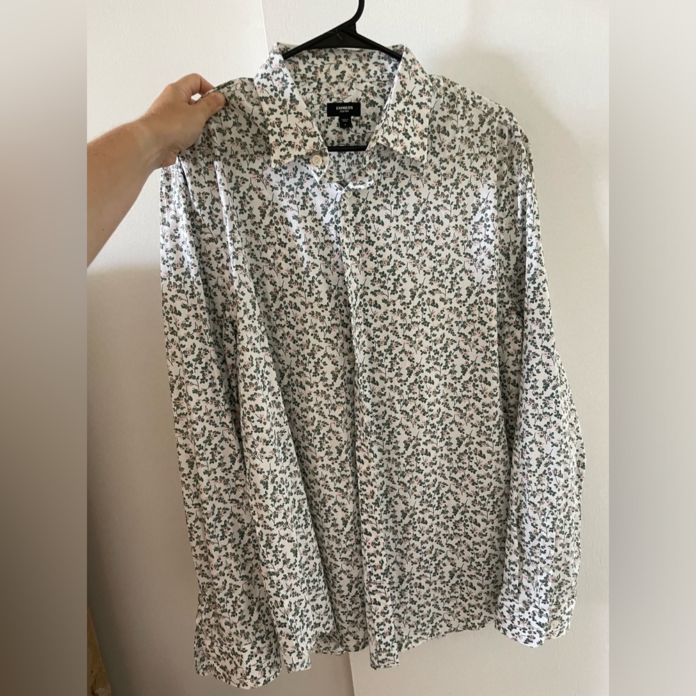 Express Men's Floral Button-Up Shirt (Slim Large)
